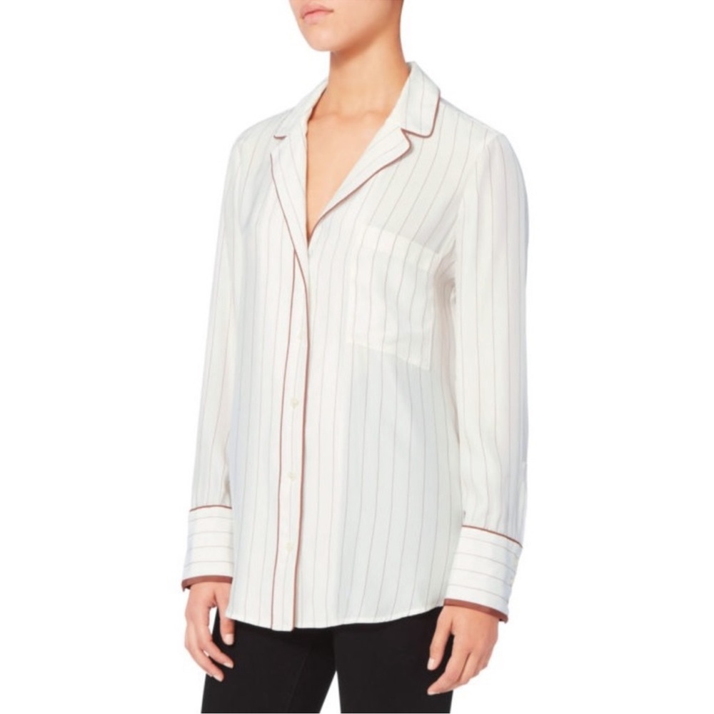 Frame striped silk pajama top extra small XS